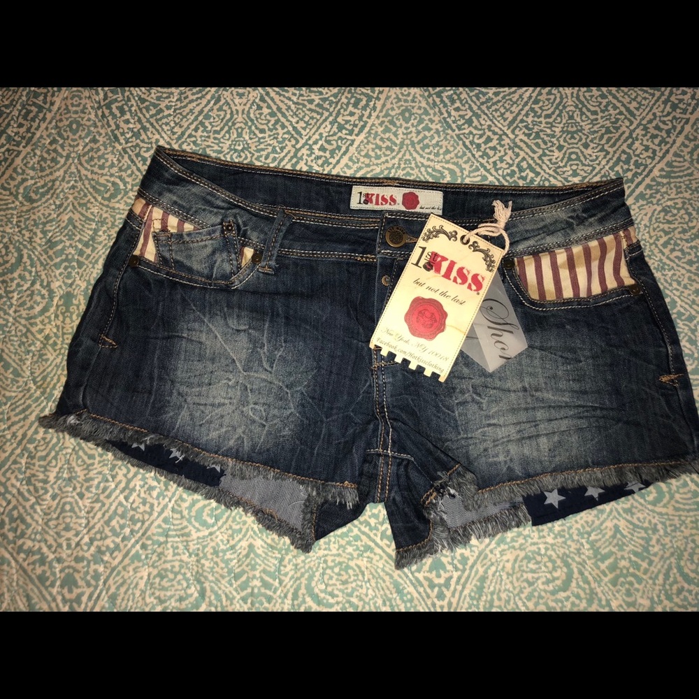 American flag jeans shorts